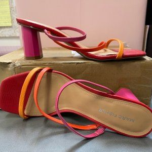 MARC FISHER ALIANA SANDAL PINK/ORANGE/RED SNAKE PRINT